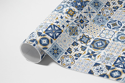 Tapis vinyle d’extérieur Carreaux décoratifs bleus en mosaïque grecque