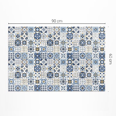 Tapis vinyle d’extérieur Carreaux décoratifs bleus en mosaïque grecque