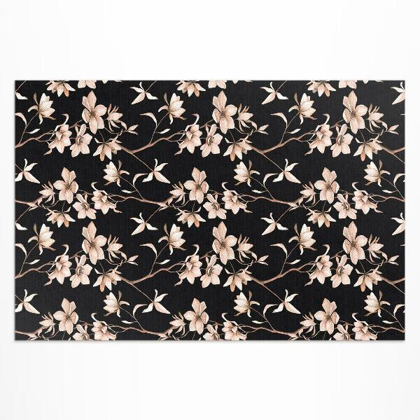 Tapis vinyle d’extérieur Fleurs lumineuses sur les branches, motif vintage