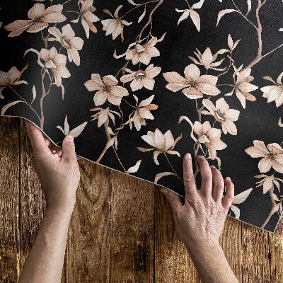 Tapis vinyle d’extérieur Fleurs lumineuses sur les branches, motif vintage