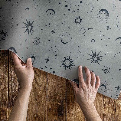 Tapis vinyle d’extérieur Lunes, soleils, étoiles, vintage