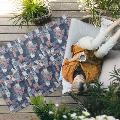 Tapis vinyle d’extérieur Mosaïque abstraite de style rétro vintage