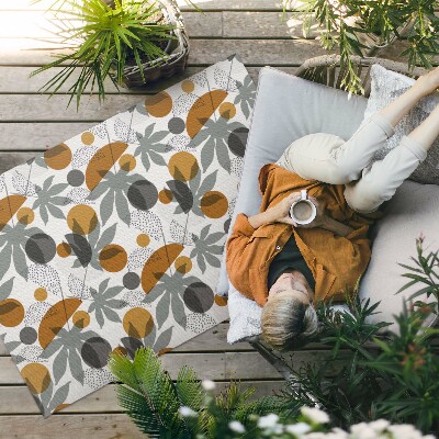 Tapis vinyle d’extérieur Illustration de feuilles et de formes bohèmes