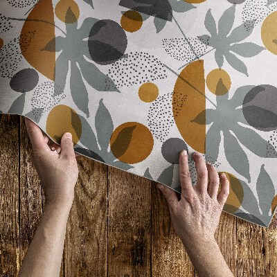Tapis vinyle d’extérieur Illustration de feuilles et de formes bohèmes