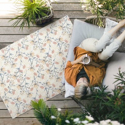 Tapis vinyle d’extérieur Motif bohème délicat de prairie fleurie