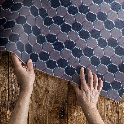 Tapis vinyle d’extérieur Petite mosaïque d'hexagones 3D