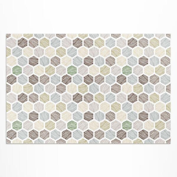 Tapis vinyle d’extérieur Hexagones à motifs aux couleurs pastel bohèmes