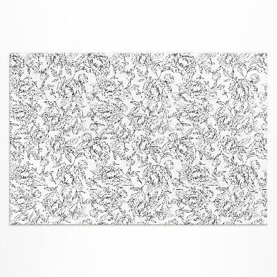 Tapis vinyle d’extérieur Croquis vintage de fleur et de feuille de pivoine