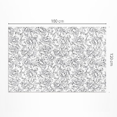 Tapis vinyle d’extérieur Croquis vintage de fleur et de feuille de pivoine