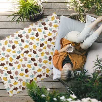 Tapis vinyle d’extérieur Illustration bohème de feuilles de ginkgo pastel