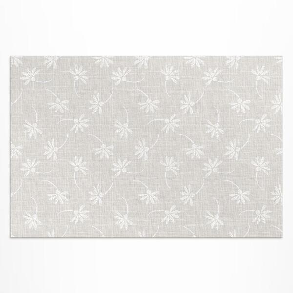 Tapis vinyle d’extérieur Délicates marguerites bohèmes sur tissu
