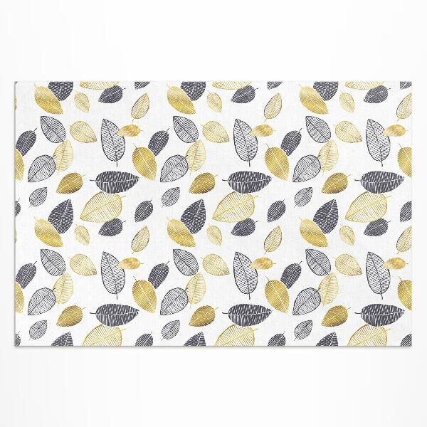 Tapis vinyle d’extérieur Motif nature tendance avec des feuilles claires et foncées
