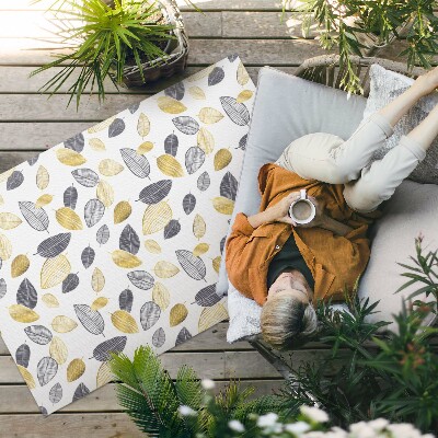 Tapis vinyle d’extérieur Motif nature tendance avec des feuilles claires et foncées