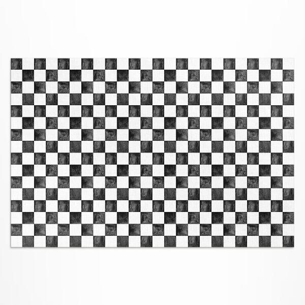 Tapis vinyle d’extérieur Échiquier en pierre monochrome