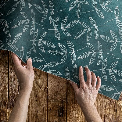 Tapis vinyle d’extérieur Brindilles de feuilles bohèmes minimalistes