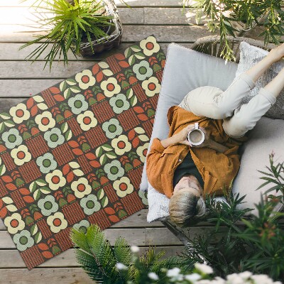 Tapis vinyle d’extérieur Illustration folklorique de fleurs