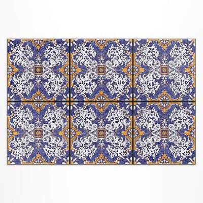 Tapis vinyle d’extérieur Carreaux élégants avec ornements végétaux