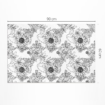 Tapis vinyle d’extérieur Tournesols dessinés, belles fleurs vintage