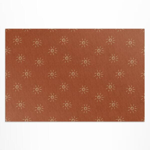 Tapis vinyle d’extérieur Motif soleil, style bohème vintage