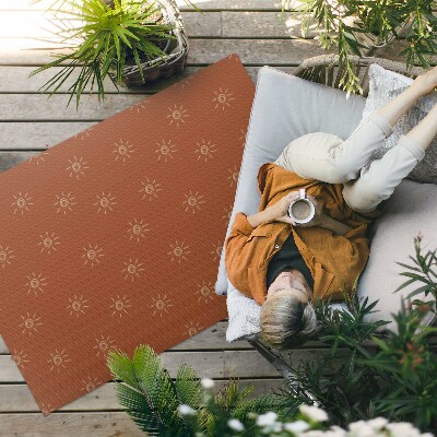 Tapis vinyle d’extérieur Motif soleil, style bohème vintage