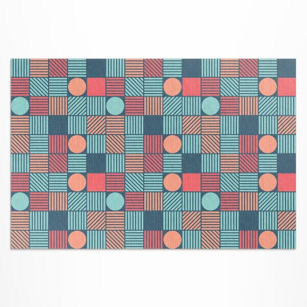 Tapis vinyle d’extérieur Motif géométrique rétro vintage