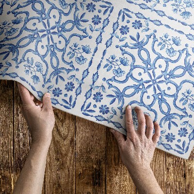 Tapis vinyle d’extérieur Carreaux décoratifs à motifs végétaux