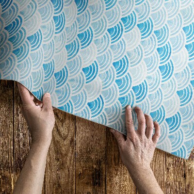 Tapis vinyle d’extérieur Motif de vagues à l'aquarelle de style asiatique