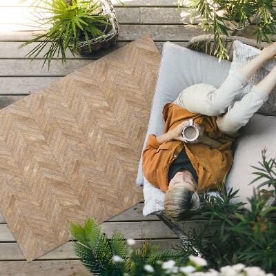 Tapis vinyle d’extérieur Parquet à chevrons en bois vintage