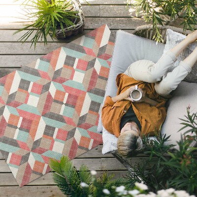 Tapis vinyle d’extérieur Un motif géométrique usé