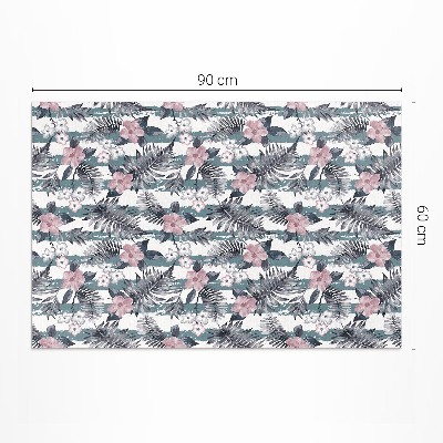 Tapis vinyle d’extérieur Motif tropical de feuilles et de fleurs hawaïennes