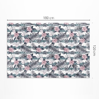 Tapis vinyle d’extérieur Motif tropical de feuilles et de fleurs hawaïennes