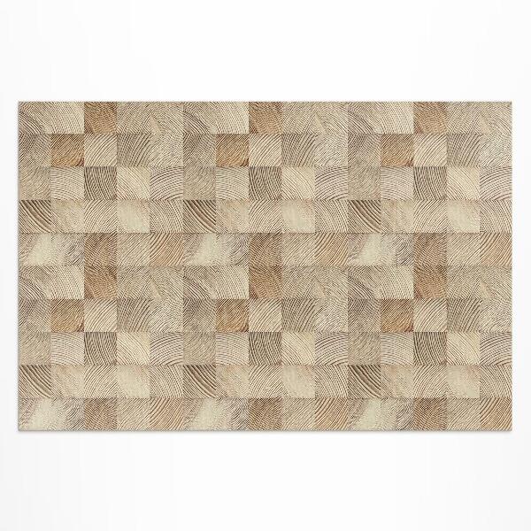 Tapis vinyle d’extérieur Mosaïque de cernes d'arbres en carrés de bois