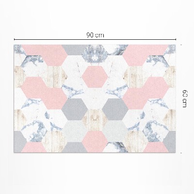 Tapis vinyle d’extérieur Hexagones pastel avec marbre