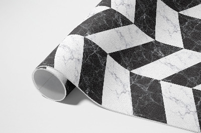 Tapis vinyle d’extérieur Marbre à chevrons en pierre monochrome