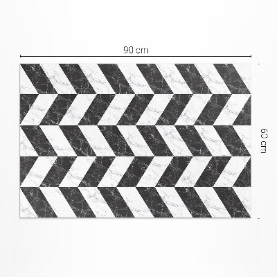 Tapis vinyle d’extérieur Marbre à chevrons en pierre monochrome