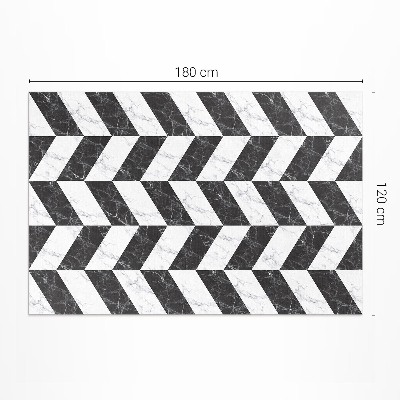 Tapis vinyle d’extérieur Marbre à chevrons en pierre monochrome