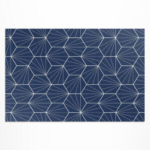 Tapis vinyle d’extérieur Hexagones avec motifs linéaires