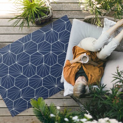 Tapis vinyle d’extérieur Hexagones avec motifs linéaires