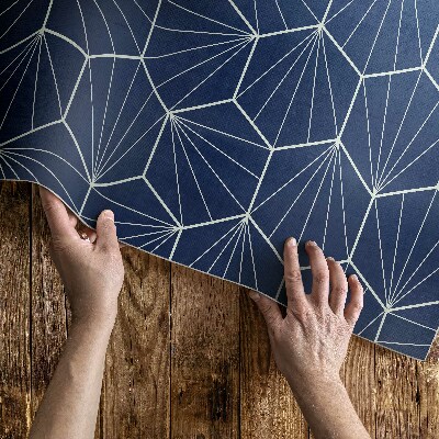 Tapis vinyle d’extérieur Hexagones avec motifs linéaires