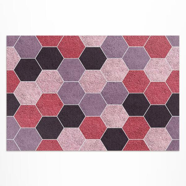 Tapis vinyle d’extérieur Carreaux hexagonaux, imitation peluche