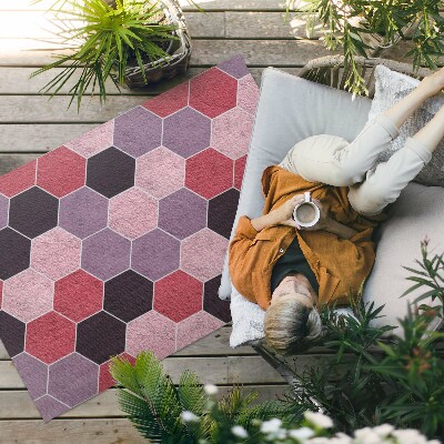Tapis vinyle d’extérieur Carreaux hexagonaux, imitation peluche