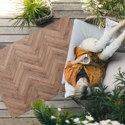 Tapis vinyle d’extérieur Parquet en bois à chevrons élégant