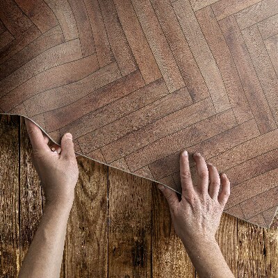 Tapis vinyle d’extérieur Parquet en bois à chevrons élégant