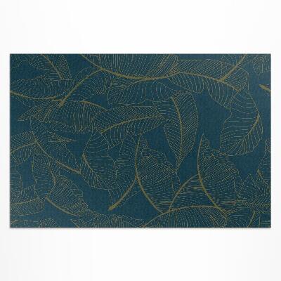 Tapis vinyle d’extérieur Motif de feuilles linéaires à la mode