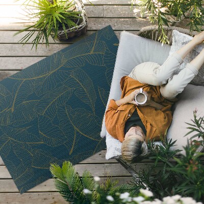 Tapis vinyle d’extérieur Motif de feuilles linéaires à la mode