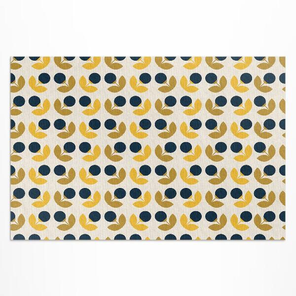 Tapis vinyle d’extérieur Petites fleurs et feuilles disposées selon un motif régulier