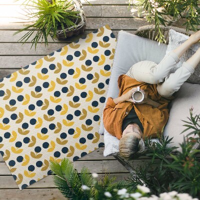 Tapis vinyle d’extérieur Petites fleurs et feuilles disposées selon un motif régulier