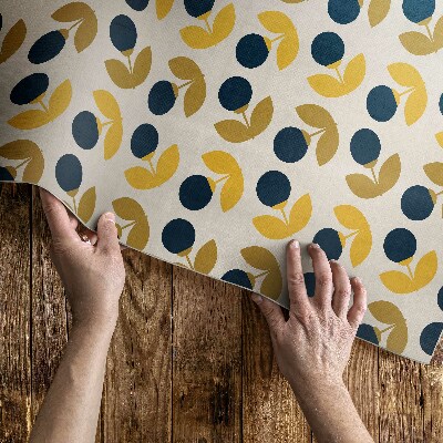 Tapis vinyle d’extérieur Petites fleurs et feuilles disposées selon un motif régulier