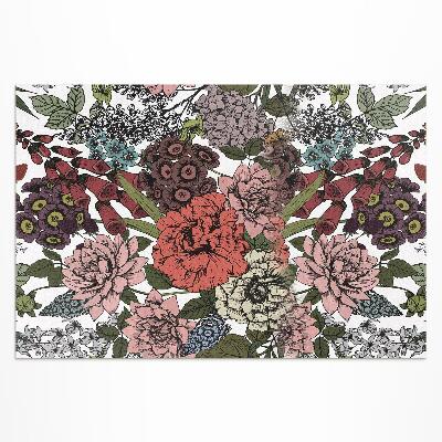 Tapis vinyle d’extérieur Fleurs pastel dans une prairie vintage