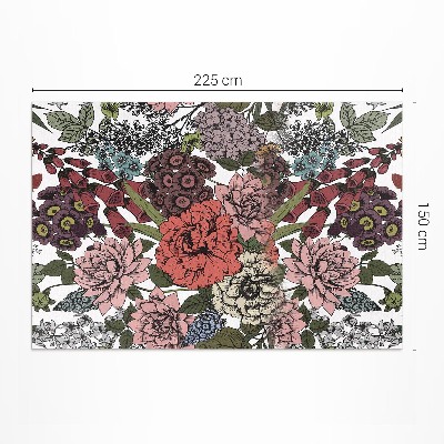 Tapis vinyle d’extérieur Fleurs pastel dans une prairie vintage